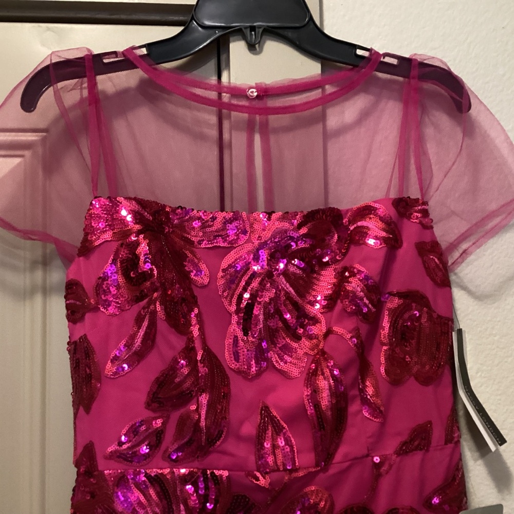 Maggy London Sequin Mesh Yoke Sheath Dress, size 2 - Picture 4 of 14